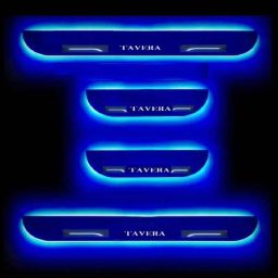 Car Accessories Hub 4 Pcs Acrylic Black Sill Scuff Plate Set with Blue LED for Chevrolet Tavera Type-2-image-94
