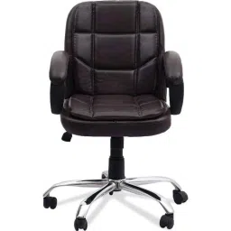Chair Garage PU Leatherette Chocolate Brown Adjustable Height Office Chair with Back Support, CG163 (Pack of 2)-42