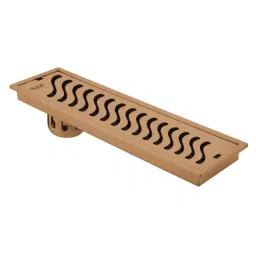 Ruhe 32x4 inch Stainless Steel 304 Rose Gold PVD Coated Wave Shower Drain Channel, 16-0123-11-picture-29