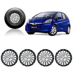 Auto Pearl 4 Pcs 15 inch ABS Silver &a; Black Press Fitting Wheel Cover Set for Honda Jazz-picture-7