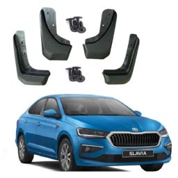 SureStrive 4 Pcs PVC Cup Type Front &a; Rear Mud Flap Set for Skoda Slavia All Model-45