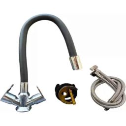 Fastgear Brass Chrome Finish Black &a; Silver Wall Mount Centre Hole Basin Mixer-15