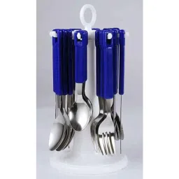 Elegante 24 Pcs Tablecraft Blue Stainless Steel &a; Plastic Cutlery Set, SL-118A (Pack of 5)-image-100