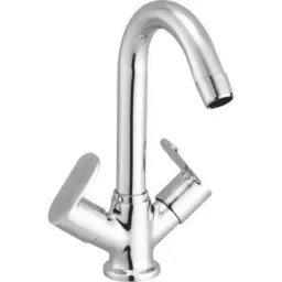 Fastgear Brass Silver Chrome Finish Deck Mount Centre Hole Wash Basin Mixer-image-58