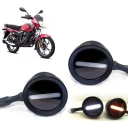 Auto Pearl 2 Pcs 12V Black Bike Front LED Indicator Light Set for Bajaj Platina, F032-picture-3