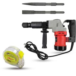 Hillgrove 1200W Demolition Hammer Concrete Breaker with 2 Bits &a; Measuring Tape, HGCM1377-37