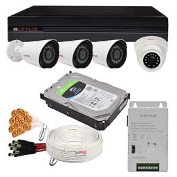 CP Plus 2.4MP 1 Pc Dome, 3 Pcs Bullet Camera, 1TB Hardisk, 4CH DVR, Cable Roll, Power Supply, BNC &a; DC Connector Kit-5