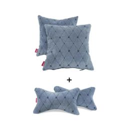 Elegant Comfy 28x28x10cm Grey E Neck Rest Car Pillow, CU01 (Pack of 4)-47