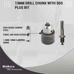 Walkers 750W Forward &a; Reverse Rotation Hammer Impact Drill Machine with 3 Bits, Drill Chuck, SDS Adapter &a; Electrical Tape, WKCB341 image 3