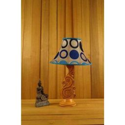 Tucasa Mango Wood Orange Carving Table Lamp with 12 inch Polysilk Blue Circle Conical Shade, WL-102-image-79