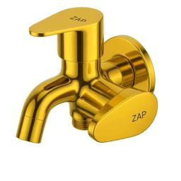 Zap Prime Brass Nickel Gold Finish 2 Way Tap with Water Saving Aerator for Washing Machine-picture-13