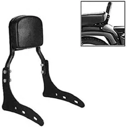 Meenu Arts World Harley Style Backrest Support Pillion Balck Cushion Back Rest Full Black Bar for Royal Enfield Models RE-35-59