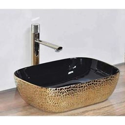 InArt 45.5x32x13cm Ceramic Gold &a; Black Bathroom Table Top Wash Basin, INA-686-image-54