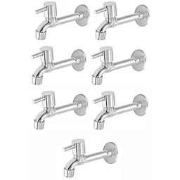 Spazio Stainless Steel Chrome Finish Turbo Collection Long Body Bib Cock with Wall Flange (Pack of 7)-picture-18