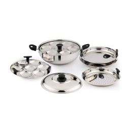 Pigeon Regal Plus 5 Pcs Stainless Steel Silver Multi Kadai Set, 50262 (Pack of 2)-image-7