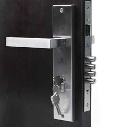 Homexpert LB-201 10 inch Stainless Steel Silver Cylindrical Plate One Side Key Mortise Door Lock Set-image-73