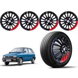 Auto Pearl 4 Pcs 12 inch Polypropylene Black &a; Red Press Type Car Wheel Cover Set with Retention Ring for Maruti Suzuki 800-picture-21