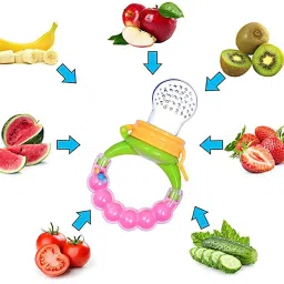 raosons Rattle Nibbler & Grape Teether Combo | BPA Free | for 3+ Months Baby (2 Pcs) Teether and Feeder image 2