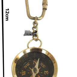 amishi blissful decor compas Locking ,Keychain (Gold)Keyring for Car, Bike, and Home Keys Compass image 3