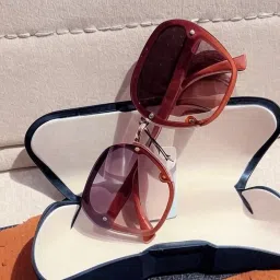 UV Protection, Polarized, Others, Riding Glasses Rectangular, Over-sized, Retro Square Sunglasses (Free Size)-image-94