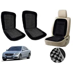 Auto Pearl PU, Velvet &a; Wooden Beads Black Rectangular Seat Cushion for Mercedes Benz S-Class (Pack of 2 )-picture-16