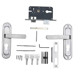 Voltizi ‎Stainless Steel 304 Matt Satin Finish Heavy Duty Round Plate Mortise Door Lock with Both Side Key Cylinder, LB303-12