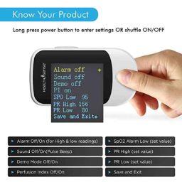 HealthSense Accu-Beat FP 910 Fingertip Pulse Oximeter with Plethysmograph &a; PI Four Directional OLED Display image 5