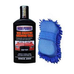 Indopower Ff1257 100ml Car Scratch Remover Wax &a; Multipurpose Chenille Microfibre Mitts Combo, AHh1263-18