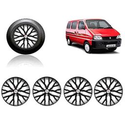 Auto Pearl 4 Pcs 13 inch ABS Black &a; Silver Press Type Fitting Car Wheel Cover Set for Maruti Suzuki Eeco-image-75