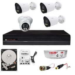 CP Plus 2.4MP Dome &a; 3 Pcs Bullet Camera with 4 Channel DVR &a; Usewell Accessories, 2.4GPC-3B1D-1TB-3