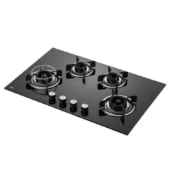 Kaff 4 Burners Black Coated Tornado Style Glass Automatic Hob with Auto Ignition &a; Metal Knobs, CRH 804-picture-6
