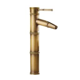IRIS 30cm Brass Bamboo Style Table Mounted Single Lever Basin Mixer with 2 Braided Connection Pipes-56