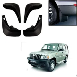 Auto Pearl 4 Pcs Black Cup Type Mud Flaps Car Splash Guard Set for Mahindra Scorpio-image-1