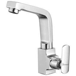 Oleanna Speed Brass Silver Chrome Finish Swan Neck Pillar Tap with Swivel Spout-image-29