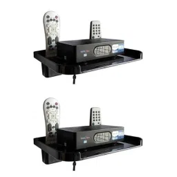 Drizzle 28x20x16cm Black Plastic Set Top Box Shelve (Pack of 2)-picture-17