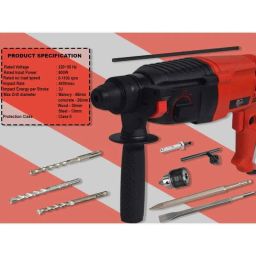 HPD 26mm 800W Rotary Hammer Drill Machine with 3 Pcs Drill Bits 2 Pcs Chisels &a; Ruler Set image 5