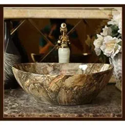 Generic Tabletop Ceramic Bathroom Sink, 410X340X145Mm, Green Marble-image-72
