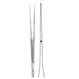 Alis (0.6mm) 23cm/ 9 inch Micro Suture Tying Forceps with Platform 1: 2 Teeth Straight, A-GEN-269-23-12