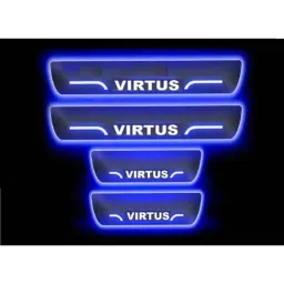 Car Accessories Hub 4 Pcs Acrylic Black Sill Scuff Plate Set with Blue LED for Volkswagen Virtus All Model-image-68