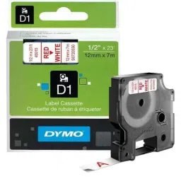 Dymo S0720550 12mmx7m Red Print on White D1 Tape-picture-3