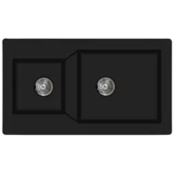 Rigwell Lifetime 20x34x8 inch Matt Black Double Bowl Square Quartz Kitchen Sink-image-7