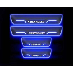 Car Accessories Hub 4 Pcs Acrylic Black Sill Scuff Plate Set with Blue LED for Chevrolet All Models-picture-17