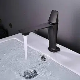 Bassino Small Brass Black Single Handle Hot &a; Cold Wash Basin Mixer Tap, BTT_2038-18