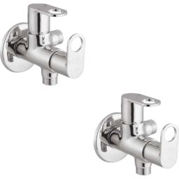 IRIS Prime Brass Chrome Finish Silver 2 Way Angle Cock with Wall Flange (Pack of 2)-image-83