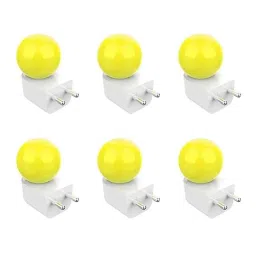 Fybros Bloom 0.5W Polycarbonate Yellow Round LED Night Bulb with Plug &a; Play, FLS5292F (Pack of 6)-26