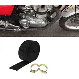 AOW Black Silencer Wrap Bike Exhaust Shield for All Royal Enfield Models (Length : 3 Mtrs) W-50-46