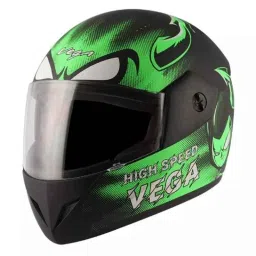 Vega Devil ABS Dull Black Neon Green Full Face Helmet, Size: Large-picture-35
