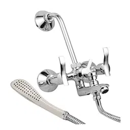 Oleanna AL-21WM3IN1 Angel Brass Silver Chrome Finish 3 in 1 Wall Mixer with L Bend-picture-4