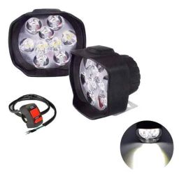 AllExtreme EX9FLS2 15W Shilan 9 LED White Spot Beam Waterproof Fog Light Pod with Handlebar Switch Set-6