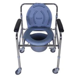 Karma R2 Rainbow 5 100kg Mild Steel Chrome Finish Foldable Commode Chair-40
